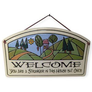 Spooner Creek Real Art Etched in Clay Michael Macone Welcome Hanging Plaque 8"